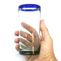 Cobalt Blue Rim 14 oz Highball Glasses (set of 6)